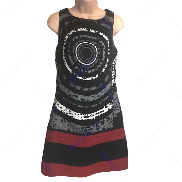 DESIGUAL Black Red White Sleeveless Dress Size 6 US 38 EU - Picture 2 of 10